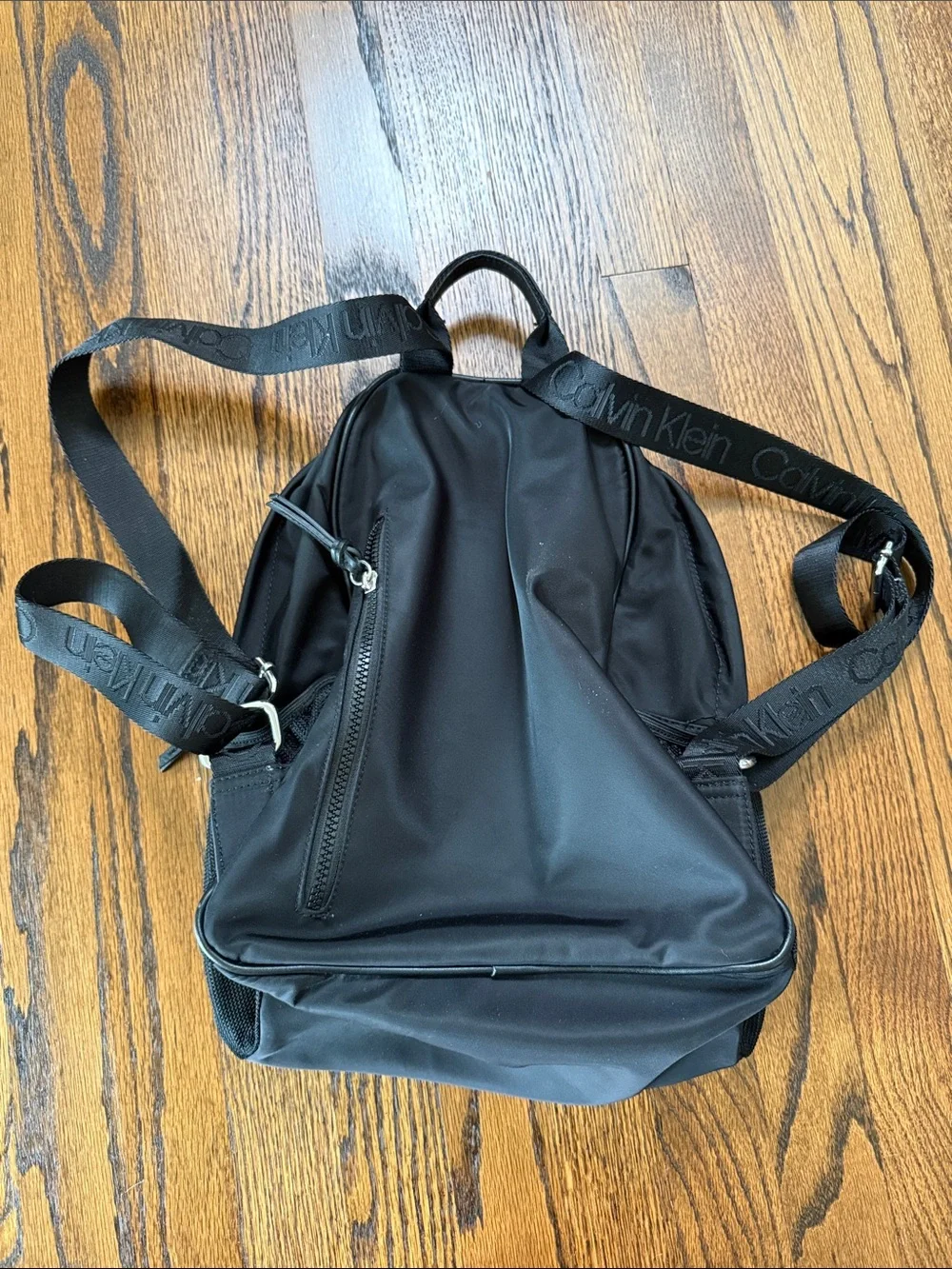 Z Calvin Klein Black Backpack with White Logo Front Pocket